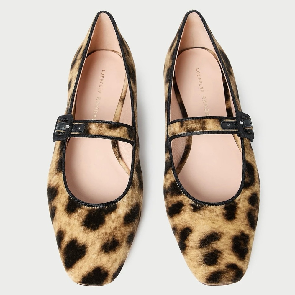 New Loeffler Randall Ginger Leopard Velvet Mary Jane Leopard Print Velvet 8.5B